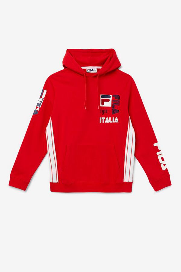 Fila Anders Men's Hoodies - Red/White/Navy,NZ 517-14358